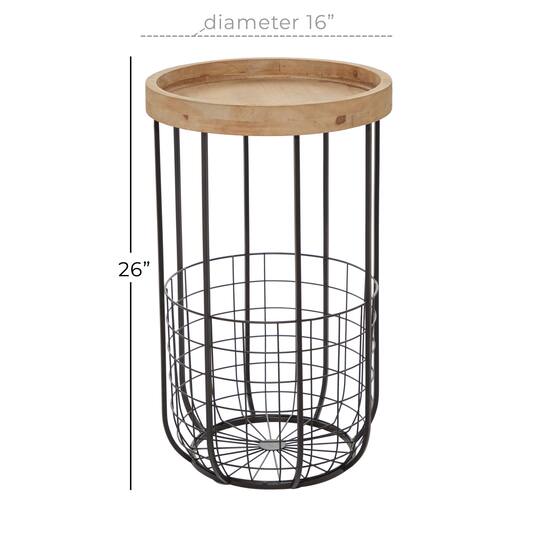 16" Black Industrial Compact Accent Table